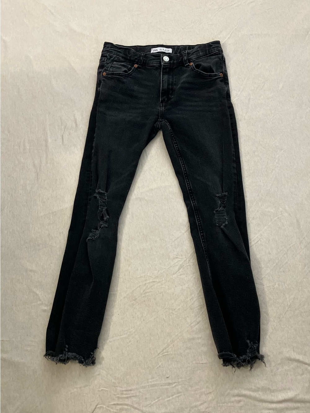Zara Kids Skinny Fit Distressed Jeans, Black - Size 149 (US 10) (VGUC)